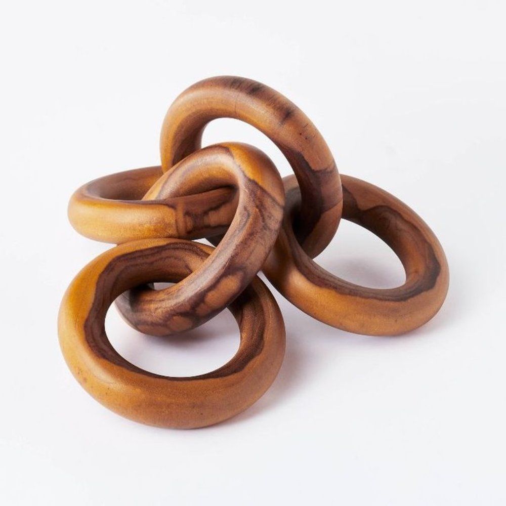 THRESHOLD Studio McGee Decorative Teak Wood Chain Figurine - Picture 2 of 6